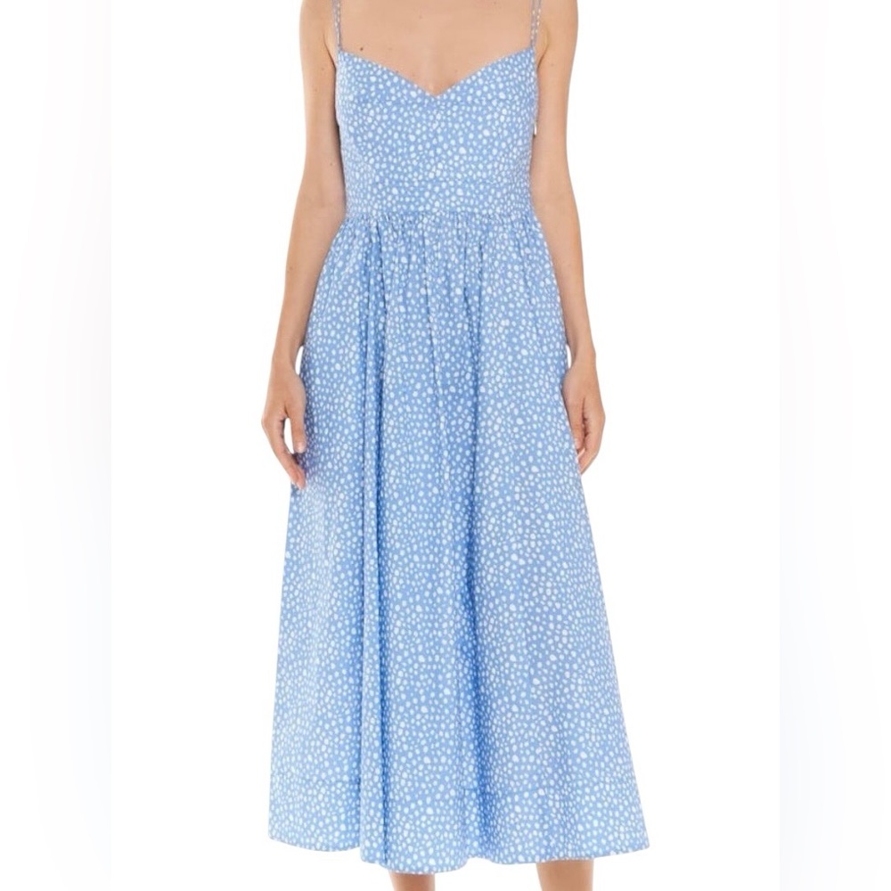 La Ligne Tracy Cotton Poplin Dots Sleeveless Sweetheart Dress, Size L
